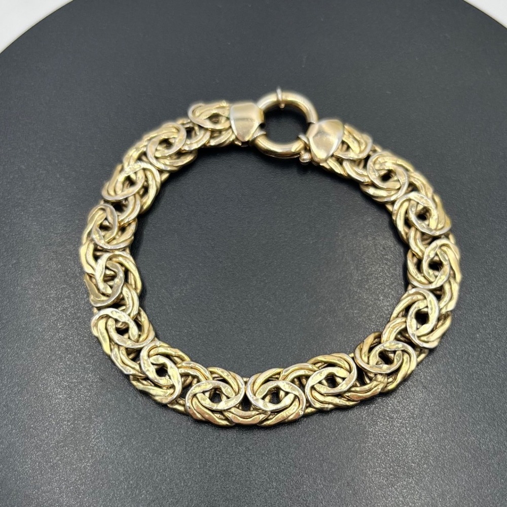 OT Designer 925 TURKEY Sterling‎ Silver Vermeil Byzantine Bracelet size 7.5"